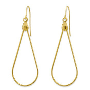 14k Yellow Gold Polished Large Teardrop Dangle Earrings