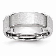 Cobalt Beveled Edge Satin and Polished 7mm Wedding Band