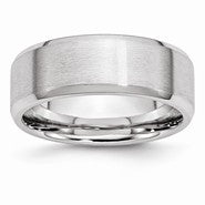 Cobalt Beveled Edge Satin and Polished 8mm Wedding Band