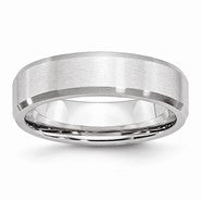 Cobalt Beveled Edge All Satin 6mm Wedding Band