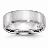 Cobalt Beveled Edge Satin 7mm Wedding Band
