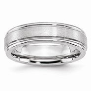 Cobalt Satin and Polished Ridged Edge 6mm Wedding Band