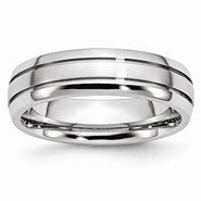Cobalt Polished and Satin Grooved 6mm Wedding Band