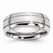 Cobalt Polished and Satin Grooved 8mm Wedding Band