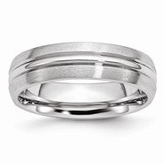 Cobalt Satin and Polished Grooved 6mm Wedding Band