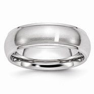 Cobalt Satin and Polished 7mm Ridged Edge Wedding Band