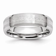 Cobalt with Sterling Silver Inlay Polished & Satin 6mm Beveled Edge Wedding Band