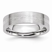 Cobalt with Sterling Silver Inlay Satin 6mm Flat Wedding Band