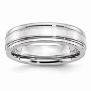 Cobalt with Sterling Silver Inlay Satin and Polished 6mm Wedding Band