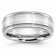 Cobalt with Sterling Silver Inlay Satin and Polished 8mm Wedding Band