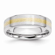 Cobalt with 14k Gold Inlay Satin and Polished 6mm Wedding Band