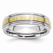 Cobalt with 14k Gold Inlay Satin and Polished 6mm Wedding Band