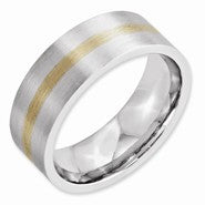 Cobalt Chromium with 14k Yellow Gold Gold Inlay Satin 8mm Wedding Band