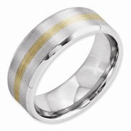 Cobalt Chromium with 14k Yellow Gold Gold Inlay Satin/Polish 8mm Wedding Band
