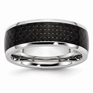 Cobalt with Black Carbon Fiber Inlay 8mm Polished Wedding Band