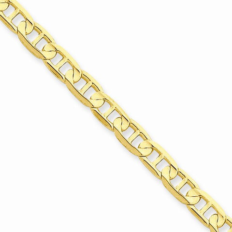 14K Yellow Gold Concave Anchor Chain Bracelet