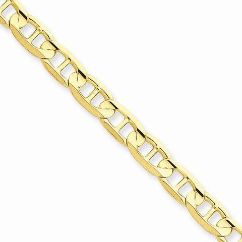 14K Yellow Gold Concave Anchor Chain Bracelet