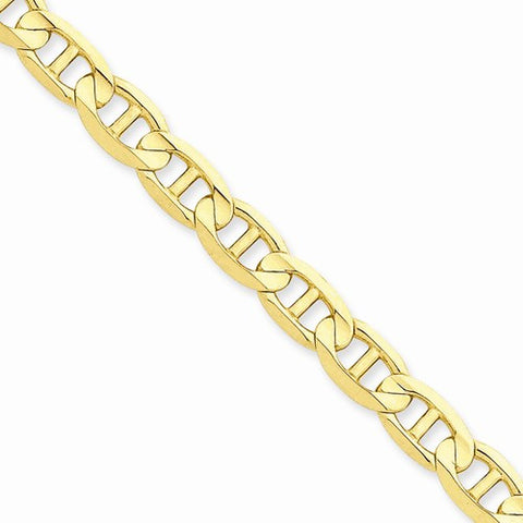 14K Yellow Gold Concave Anchor Chain Bracelet