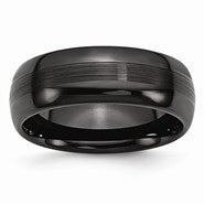 Ceramic Black 8mm Brushed and Polished Wedding Band