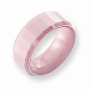 Ceramic Pink Faceted 8mm Polished Wedding Band