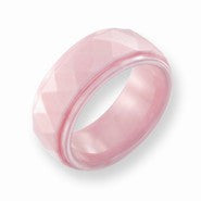 Ceramic Pink Faceted 8mm Polished Wedding Band