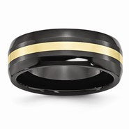 Ceramic Black with 14k Inlay 8mm Polished Wedding Band