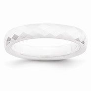 Ceramic White 4mm Faceted Polished Wedding Band