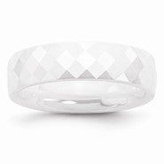 Ceramic White 6mm Faceted Polished Wedding Band