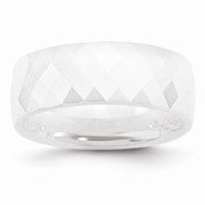 Ceramic White Faceted 7.5mm Polished Wedding Band