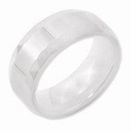 Ceramic White Faceted Edge 8mm Polished Wedding Band