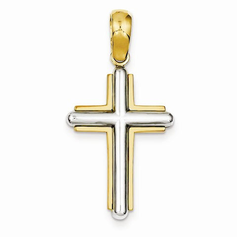 14k Gold Two-tone Cross pendant, Charm
