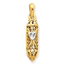 14k Gold & Rhodium Mezuzah w/Shin Charm hide-image