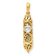 14k Gold & Rhodium Mezuzah w/Shin Charm hide-image