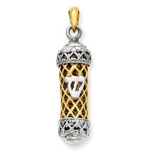 14k Gold Two-tone Mezuzah w/Shin Charm hide-image