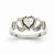 14k White Gold Child's Polished & Diamond-Cut Claddagh Ring