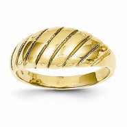 14k Yellow Gold Polished Scalloped Dome Ring