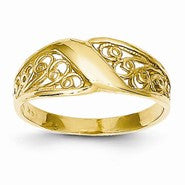 14k Yellow Gold Polished Filigree Ring