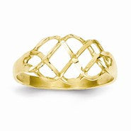 14k Yellow Gold Polished & Diamond-Cut Fancy Ring