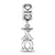 Chi Omega Vertical Letters Heart Charm Bead in Sterling Silver