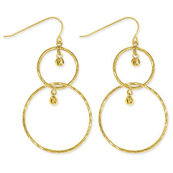 10K Yellow Gold PDC Circle w/Bd Earrings