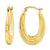 14k Yellow Gold Oval Textured Polished Hoop Earring, Jewelry Earrings