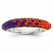 Sterling Silver Swarovski Elements Clemson Spirit Domed Ring