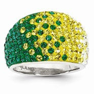 Sterling Silver Swarovski Elements Green Bay Spirit Domed Ring