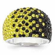 Sterling Silver Swarovski Elements Pittsburgh Spirit Domed Ring
