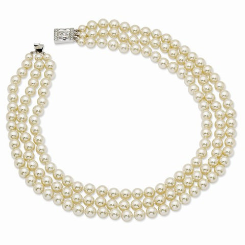 Triple-Strand Simulated Pearl Necklace