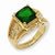 Gold-plated Swarovski Crystal Green Princess-cut Ring