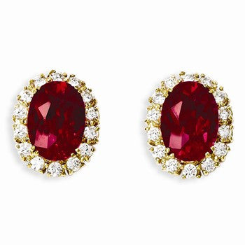 Gold-plated Red CZ Earrings