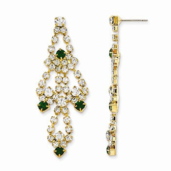 Kenndy White Green Swarovski Crystal Bib Earrings