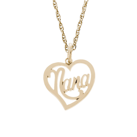 Nana Heart Charm Pendant Necklace In Gold Plated