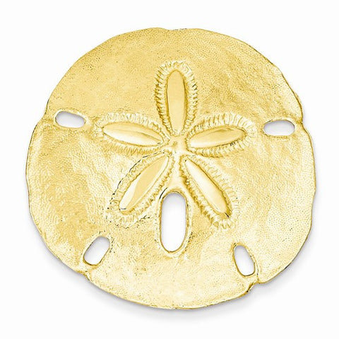 14k Gold Polished Fits up to 10mm & 8mm Medium Sand dollar Slide Pendant, Pendants for Necklace